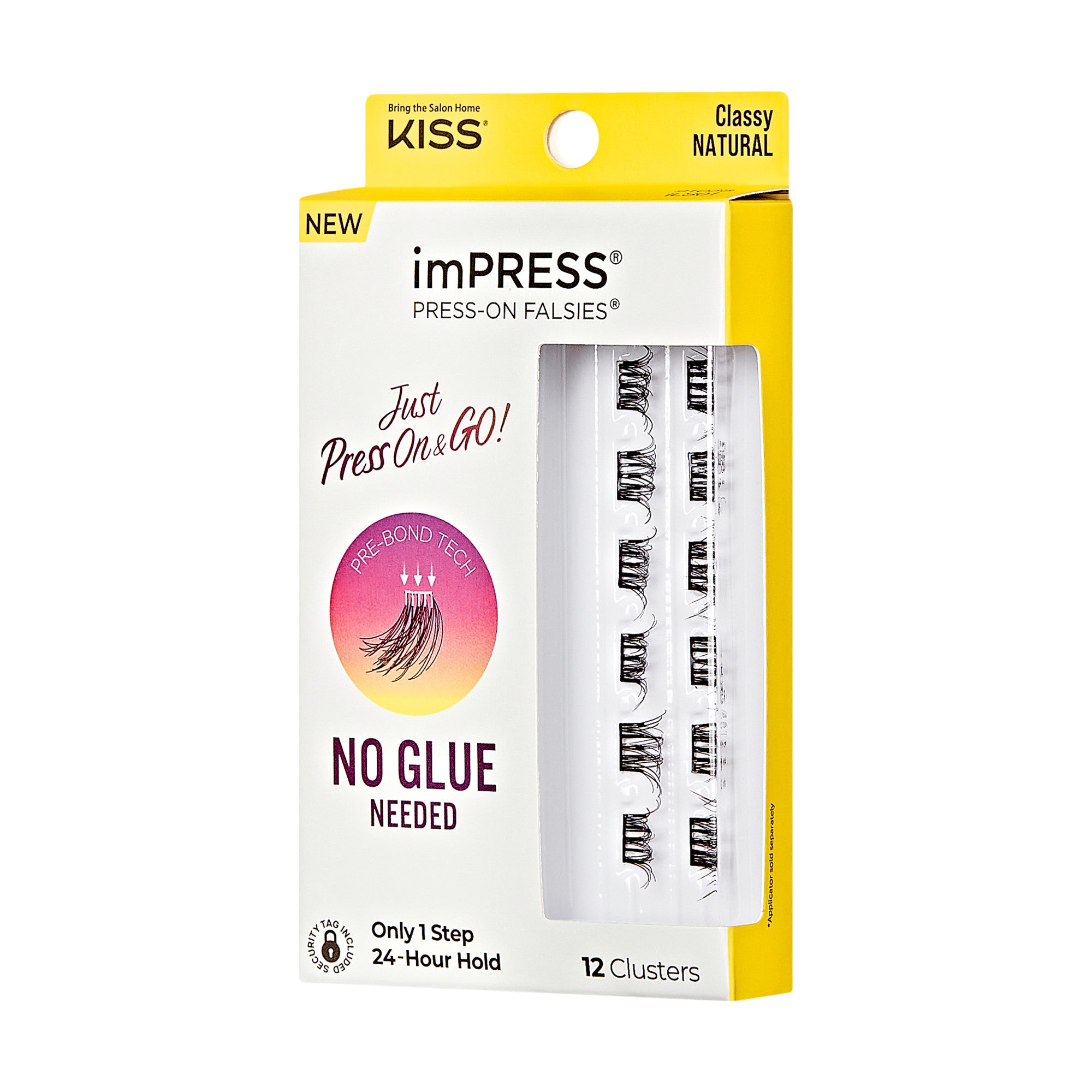 KISS imPRESS Press-On Falsies, Classy Natural, 12 Clusters, No Glue Needed