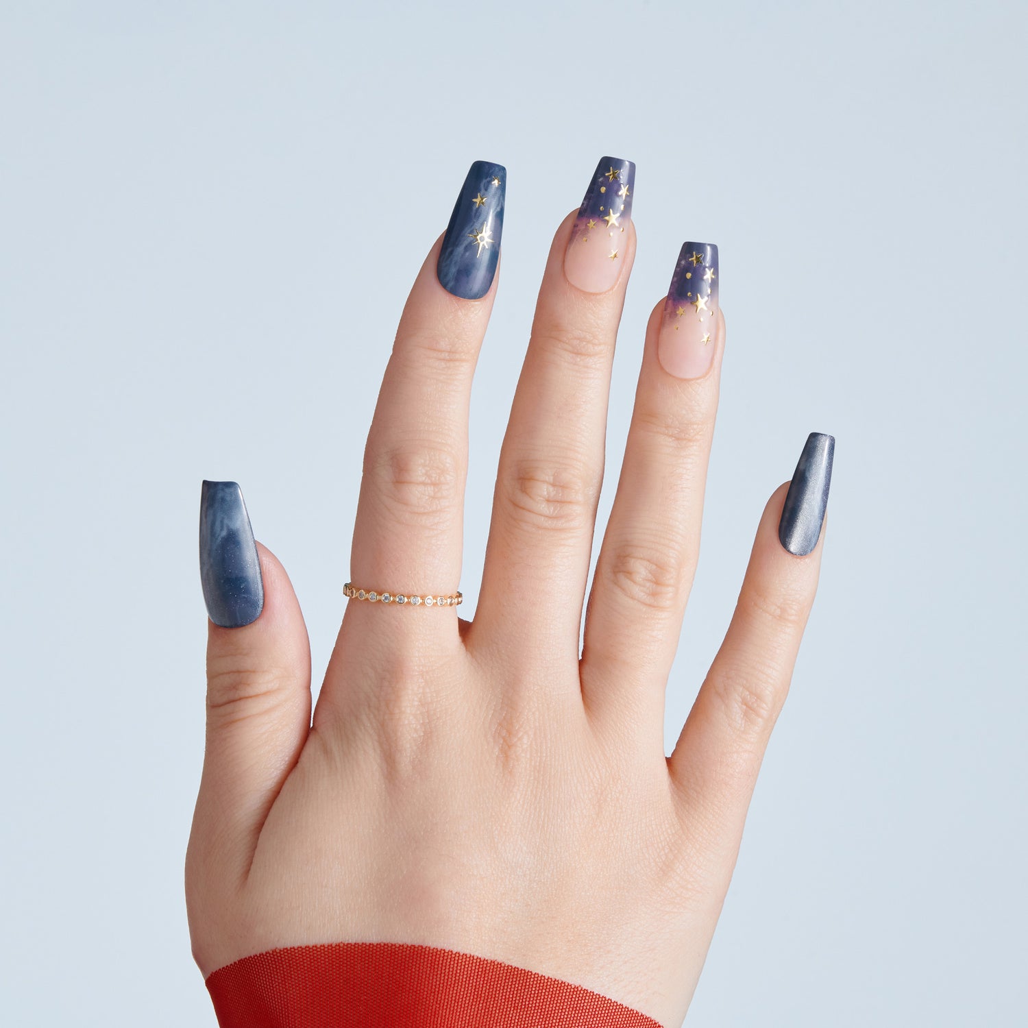 Kiss Haunt Halloween Press On Fake Glue Nails - Spooky Tips | Design, Blue, Long, Coffin, Glow In The Dark