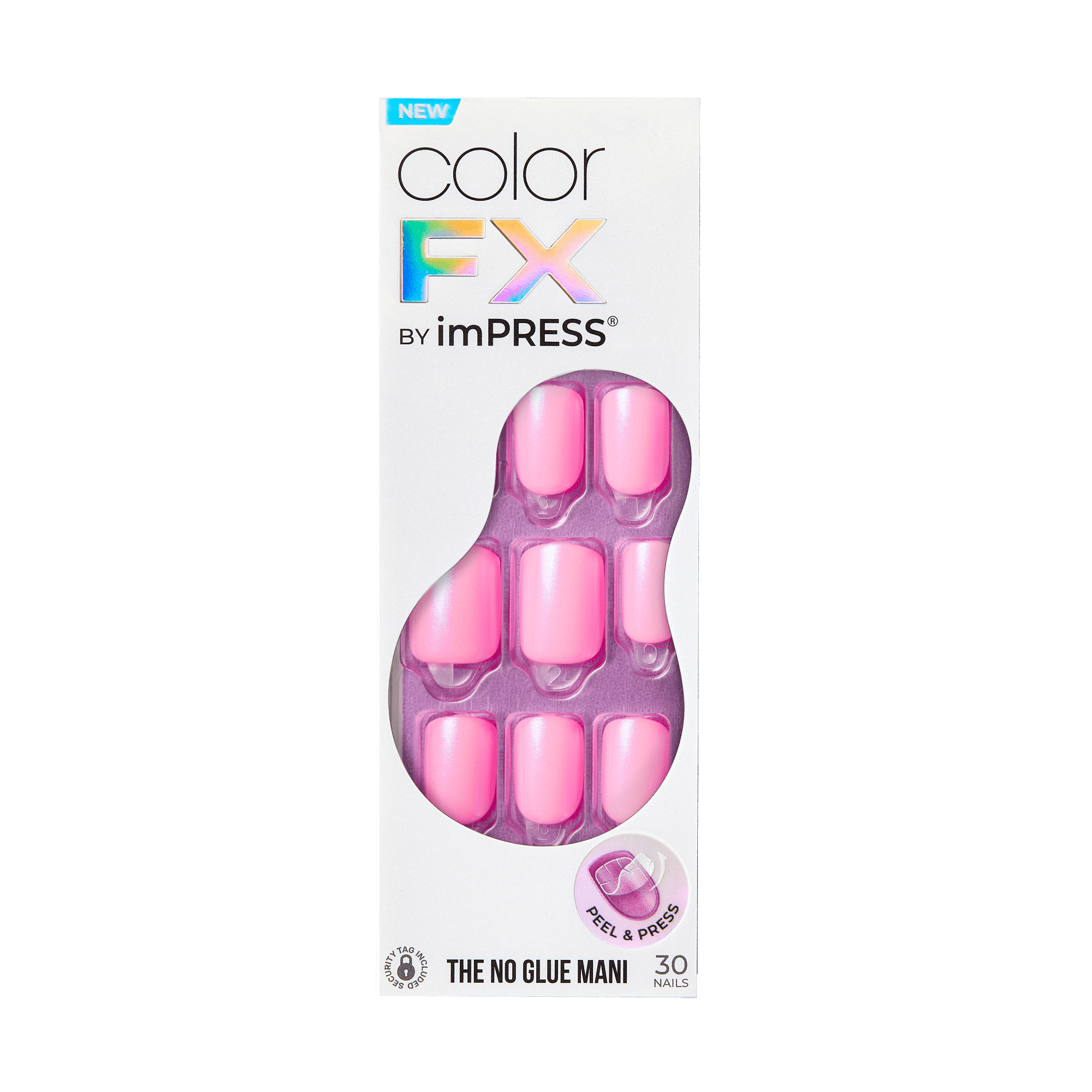 Color FX by imPRESS press-on nails in hot pink, 30 nails, no glue required.