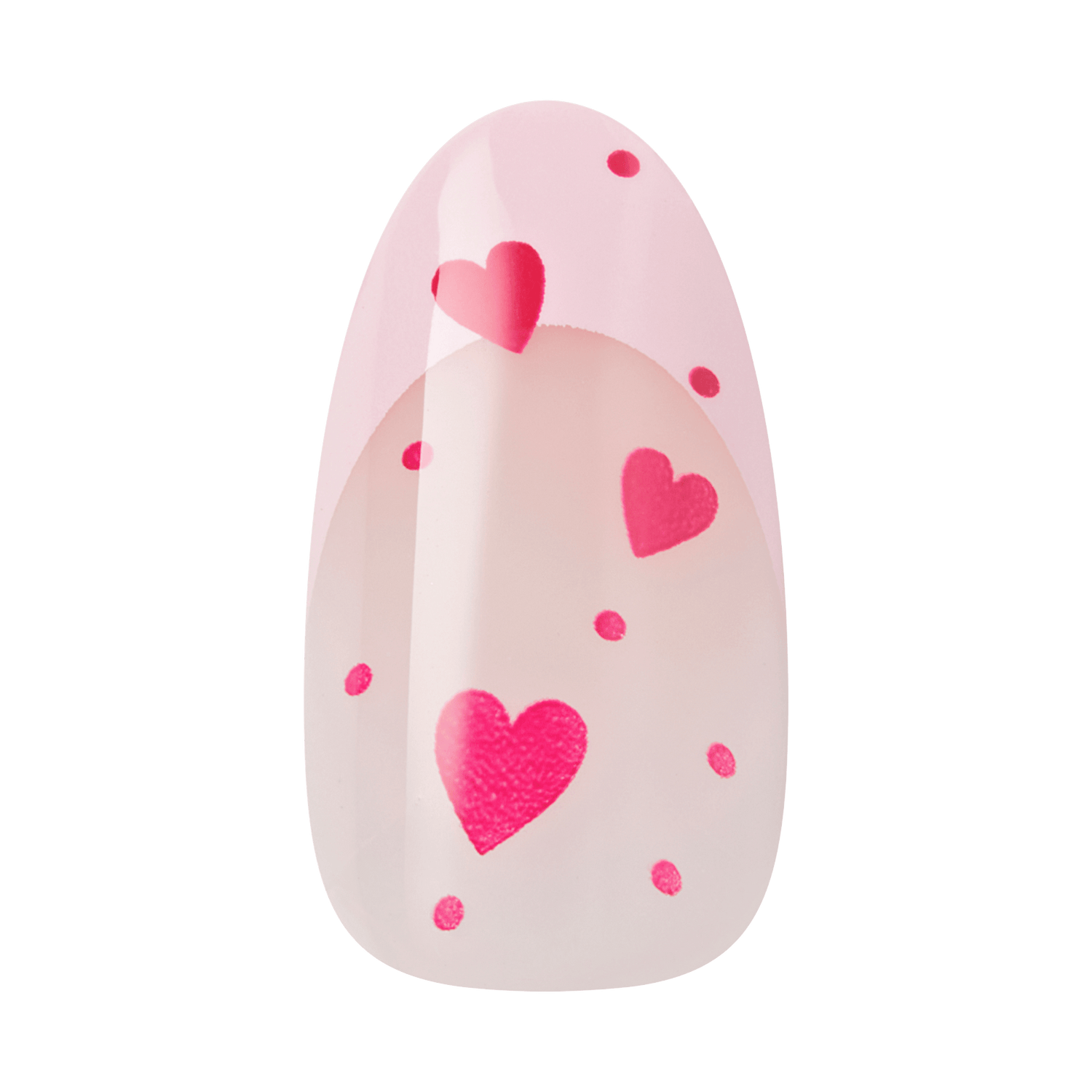 Pink decorative egg with hot pink hearts and dots on white background