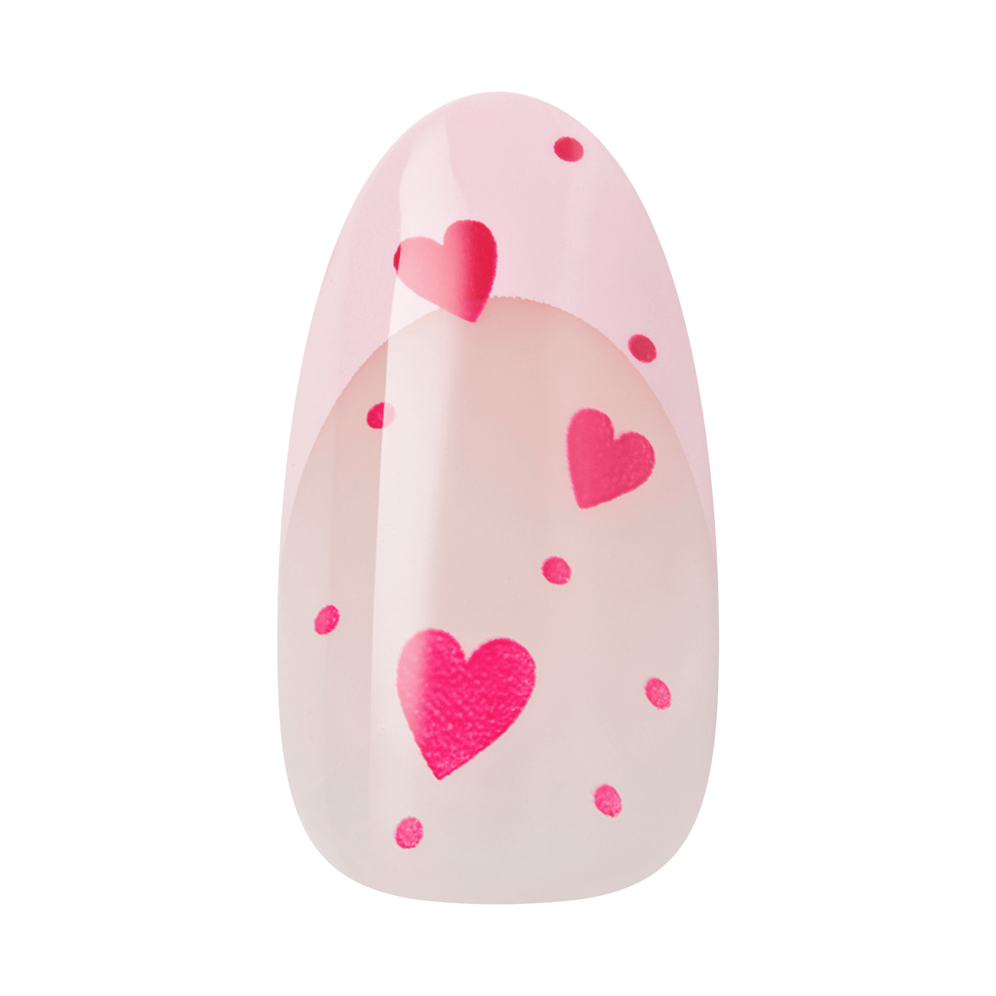 Pink decorative egg with hot pink hearts and dots on white background