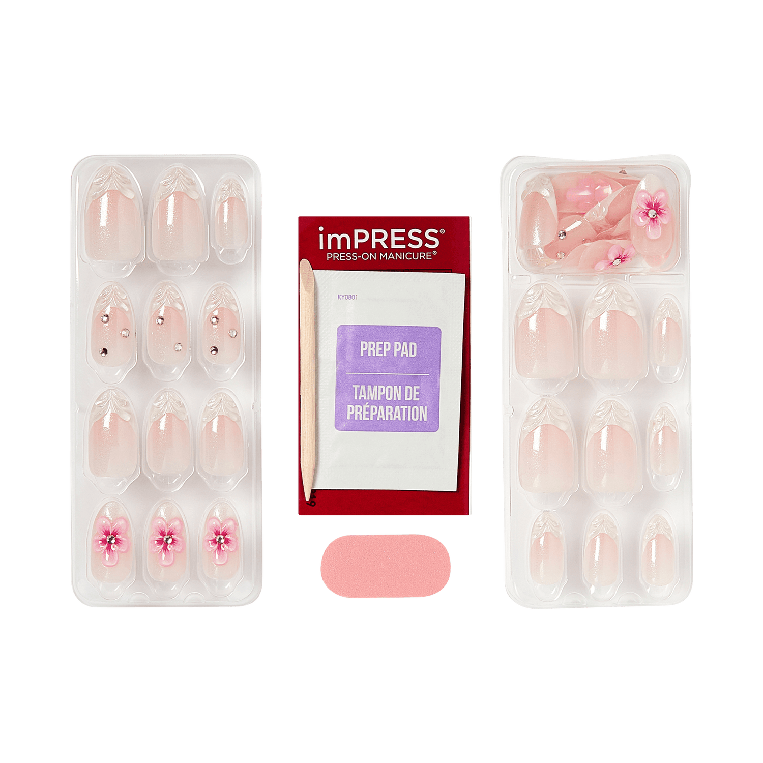 imPRESS Press-On Manicure nail sets with prep pad and applicator.