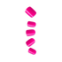 Bright pink glossy press-on nails in various sizes, arranged vertically with a subtle black outline, shown against a transparent background.