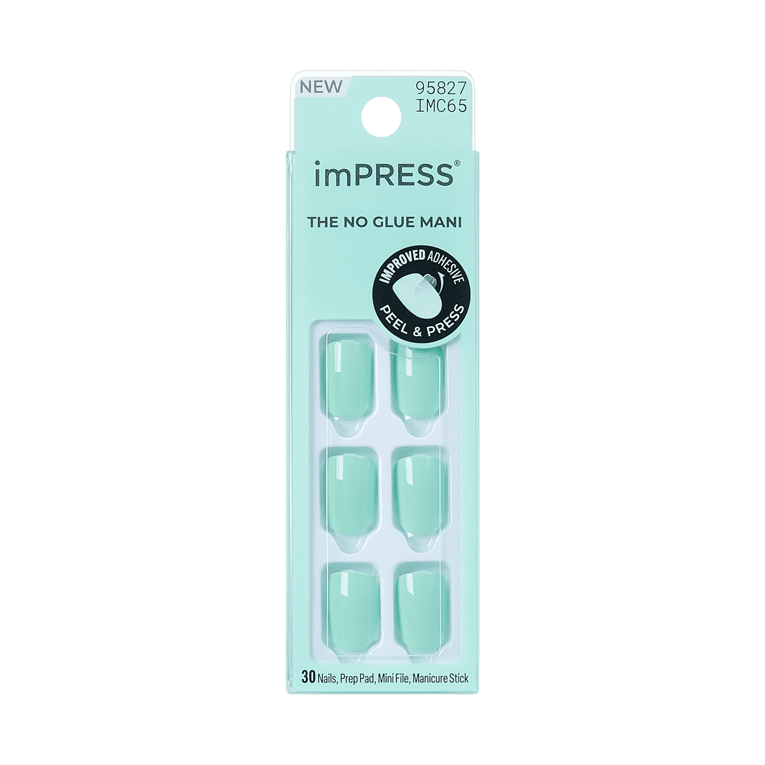 Impress Color No Glue Fake Press On Nails - Get Closer | Solid, Green, Short, Squoval, Manicure