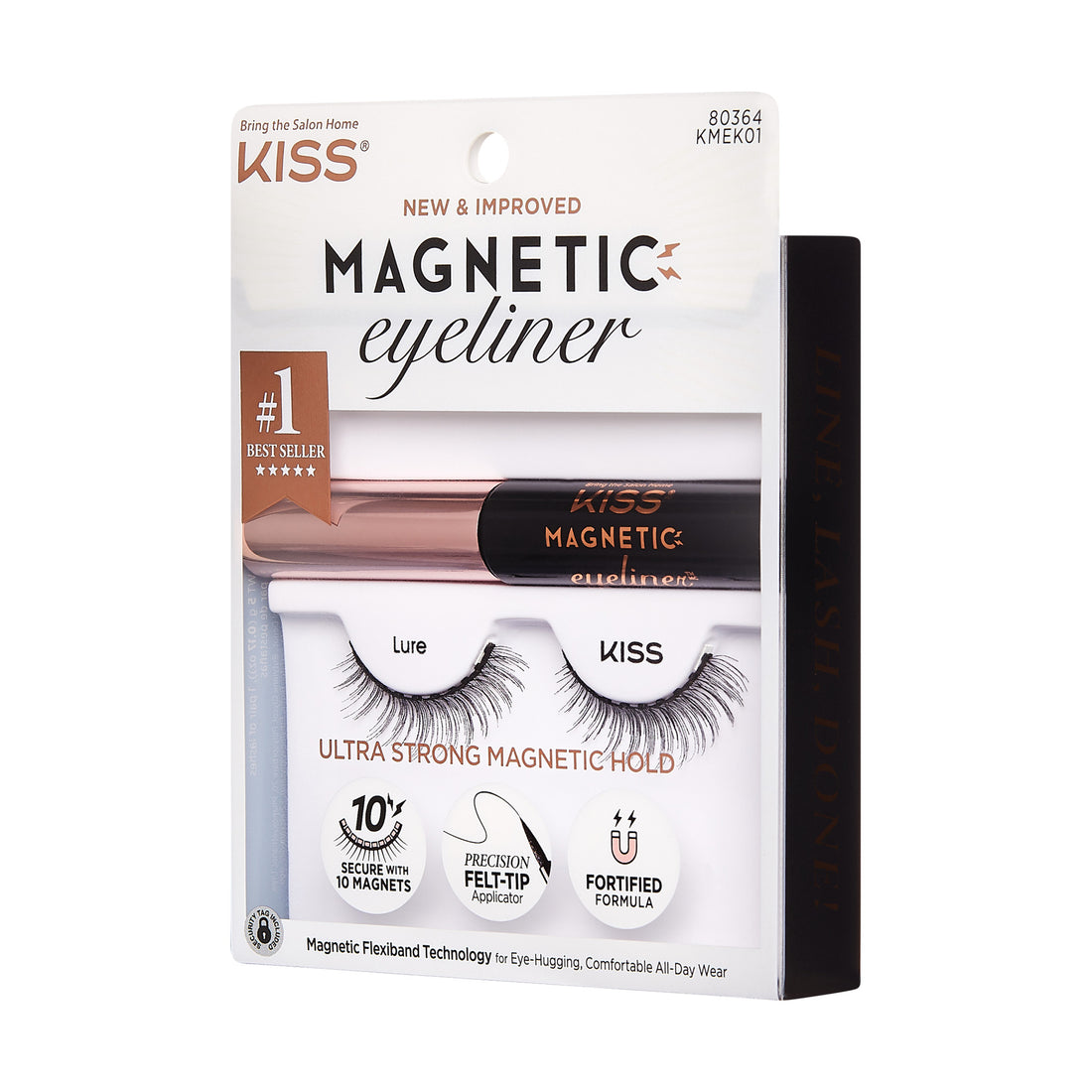 KISS Magnetic Eyeliner Kit with false lashes and precision felt-tip applicator
