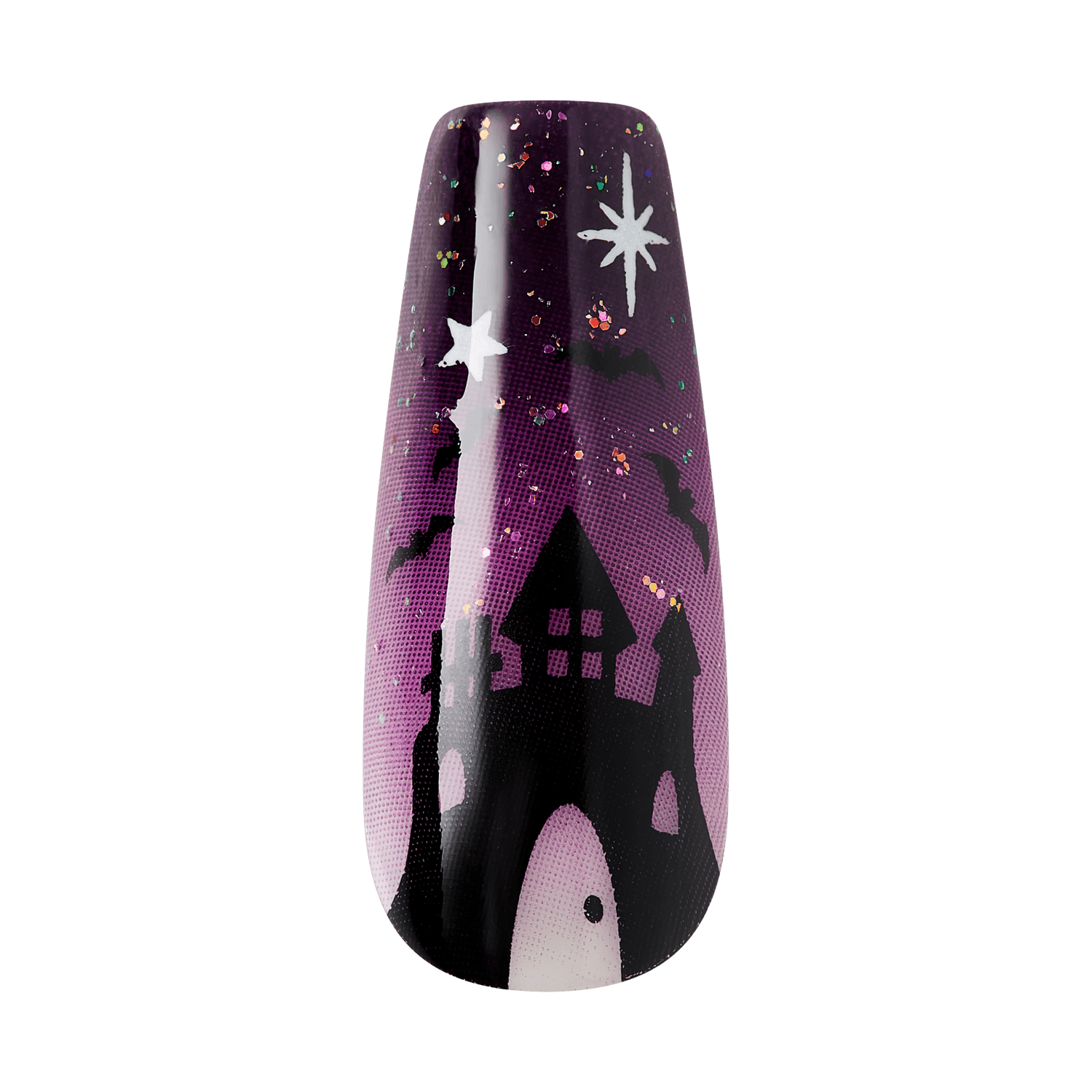 Kiss Haunt Halloween Press On Fake Glue Nails - After Dark | Design, Purple, Long, Coffin, Glow In The Dark