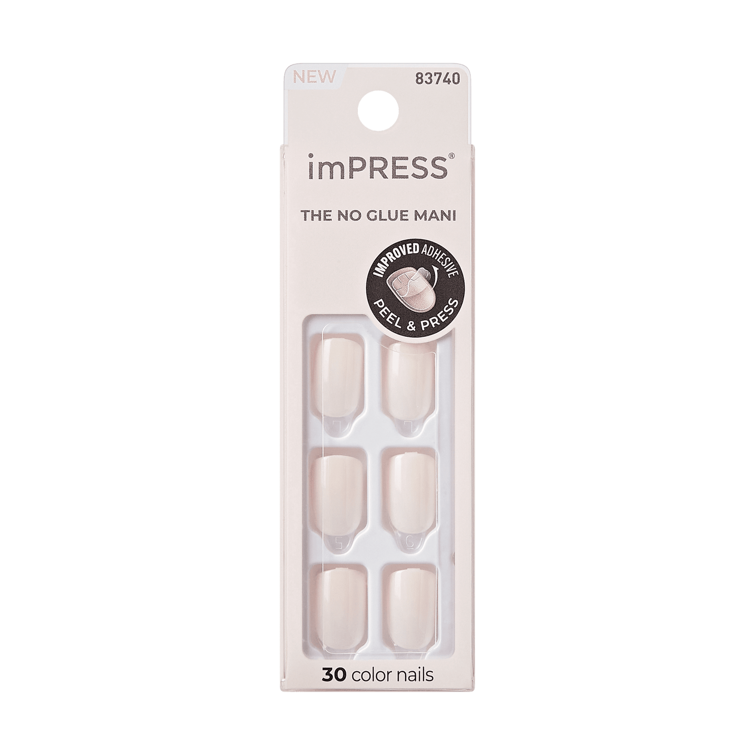 imPRESS The No Glue Mani press-on nails, 30 count, nude color