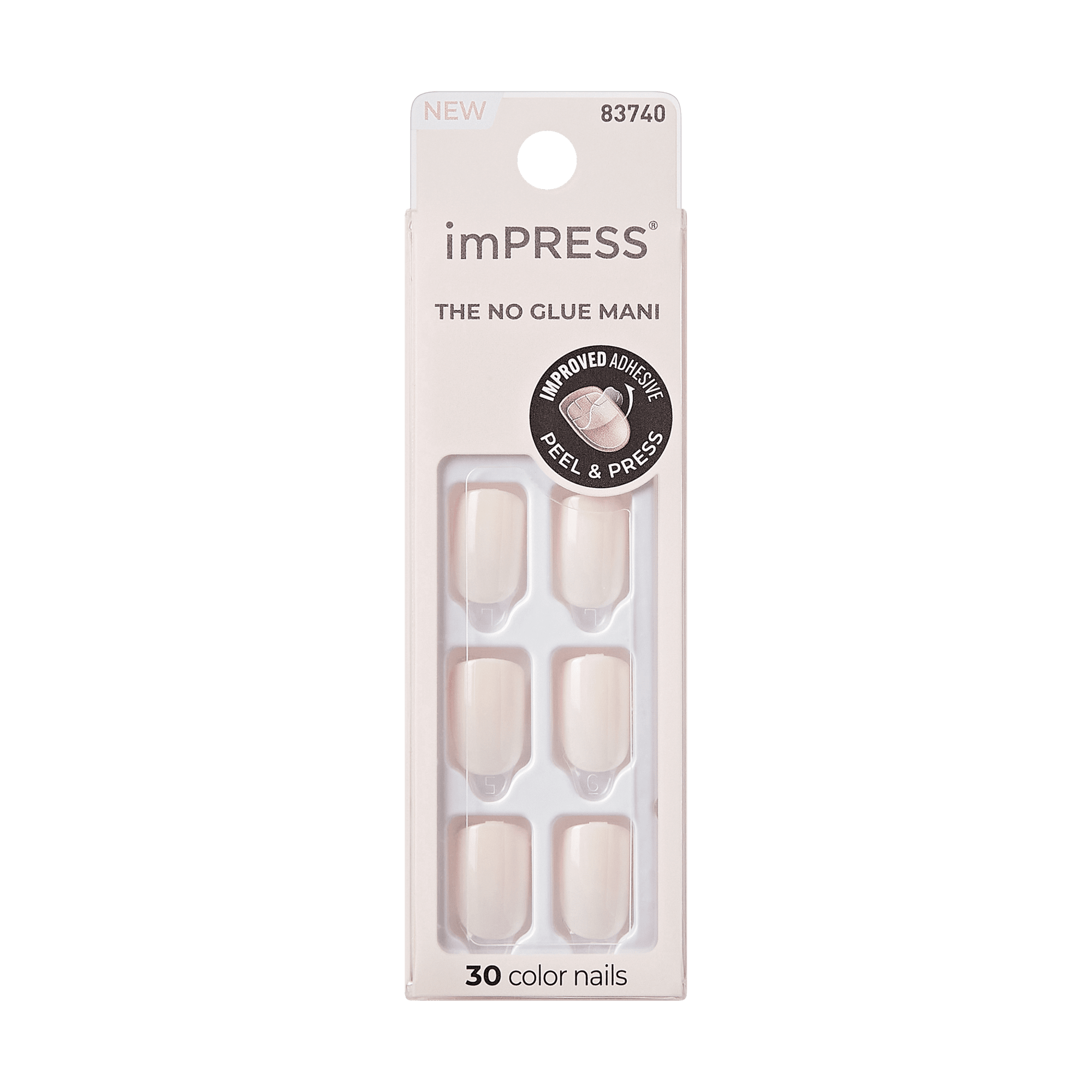 imPRESS The No Glue Mani press-on nails, 30 count, nude color