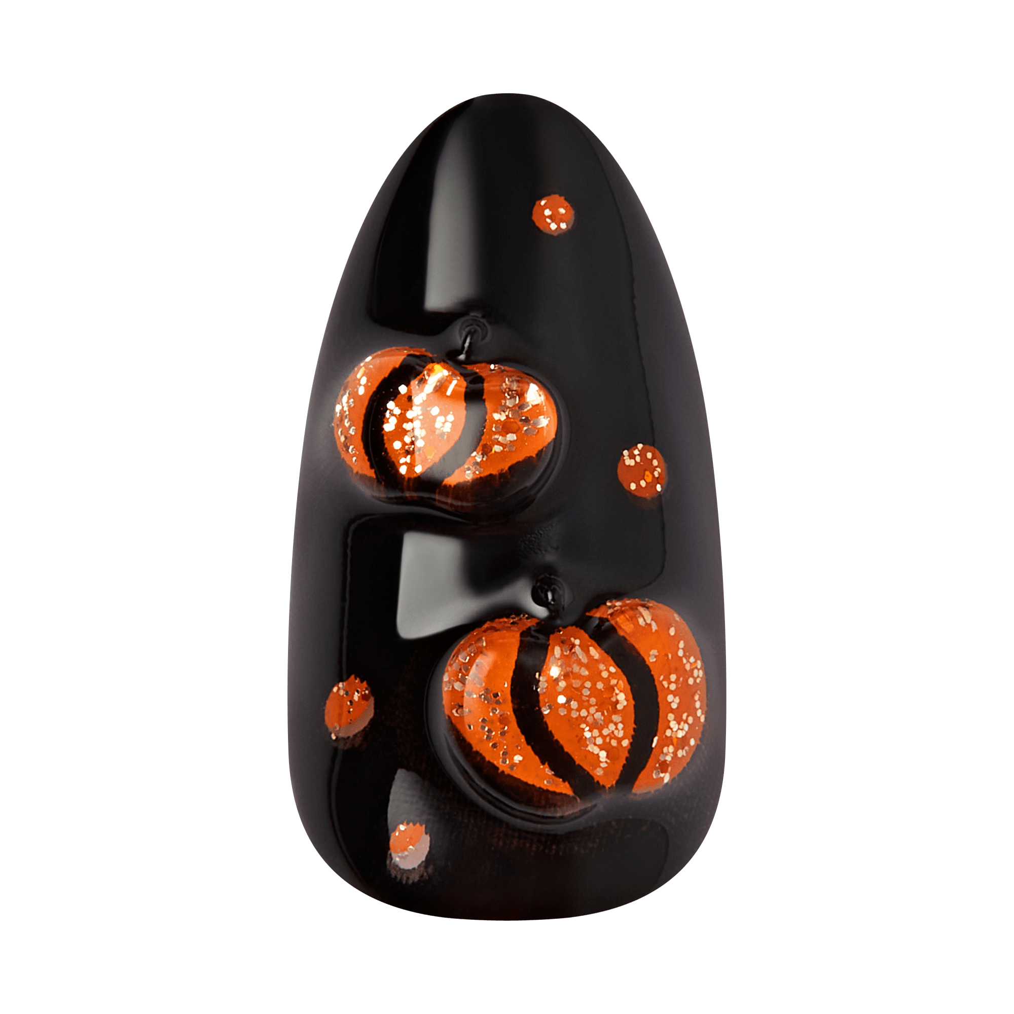 Kiss Haunt Halloween Press On Fake Glue Nails - Witching Hour | Design, Orange, Medium, Almond, Glow In The Dark