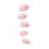 Five pink oval nail designs displaying various nail art styles and finishes.
