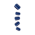 Five navy blue press-on nails with glossy finish on white background