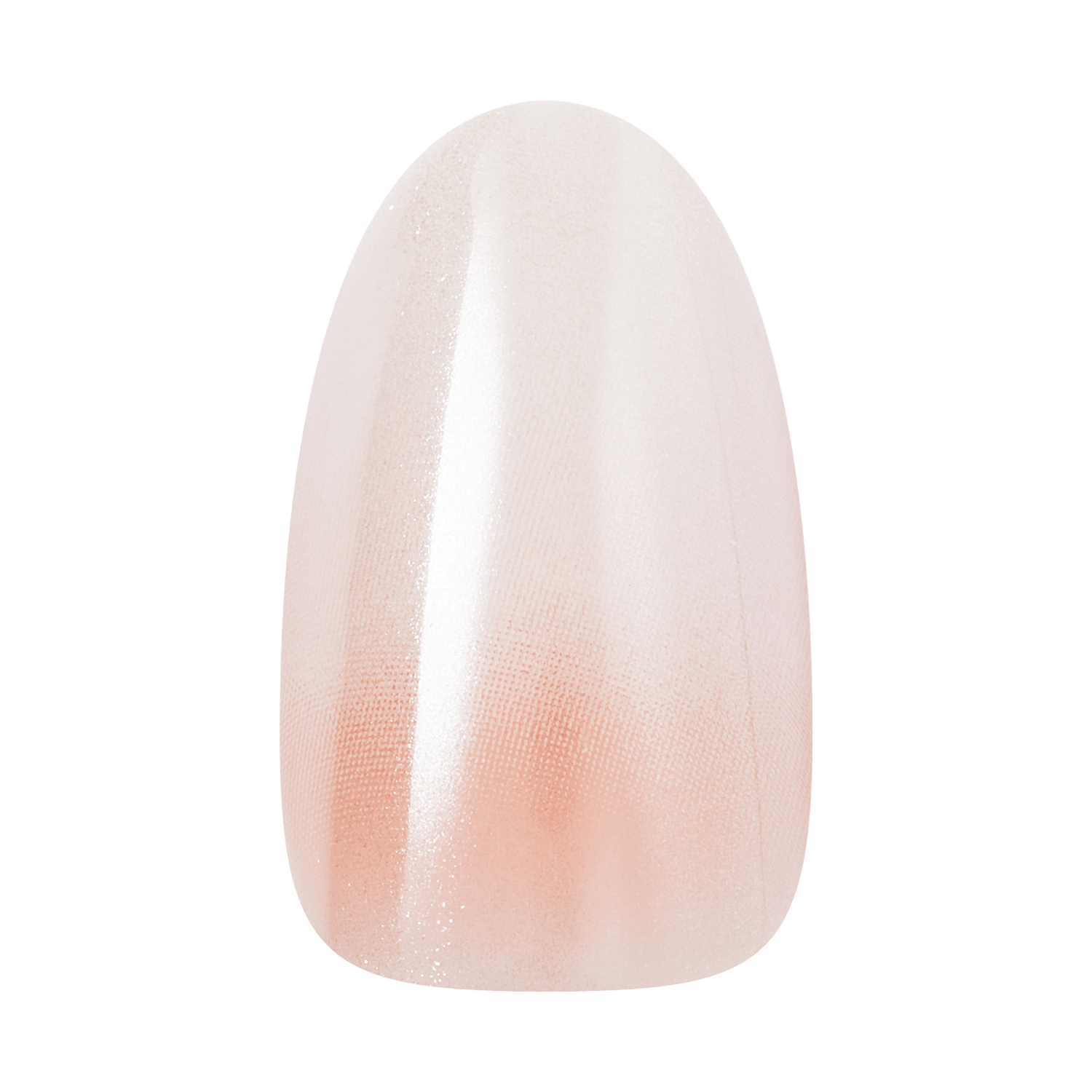 Nude ombré press-on nail with glitter gradient and glossy finish