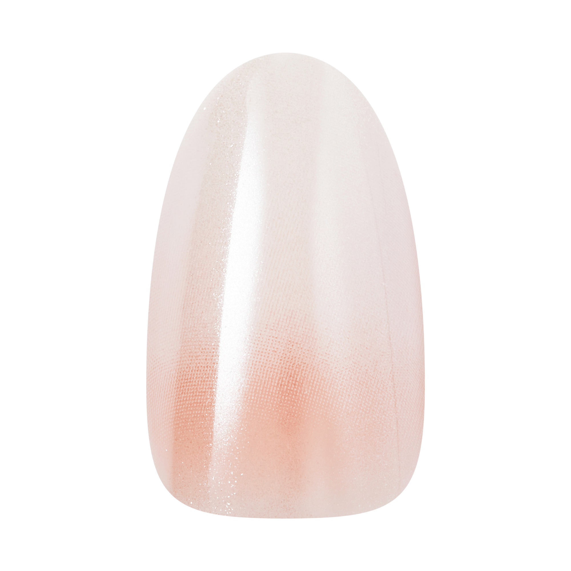 Nude ombré press-on nail with glitter gradient and glossy finish