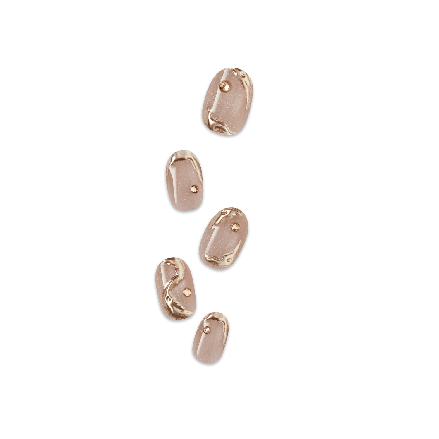 Impress Premium No Glue Fake Press On Nails - Over The Top | Design, Beige, Short, Oval, Manicure