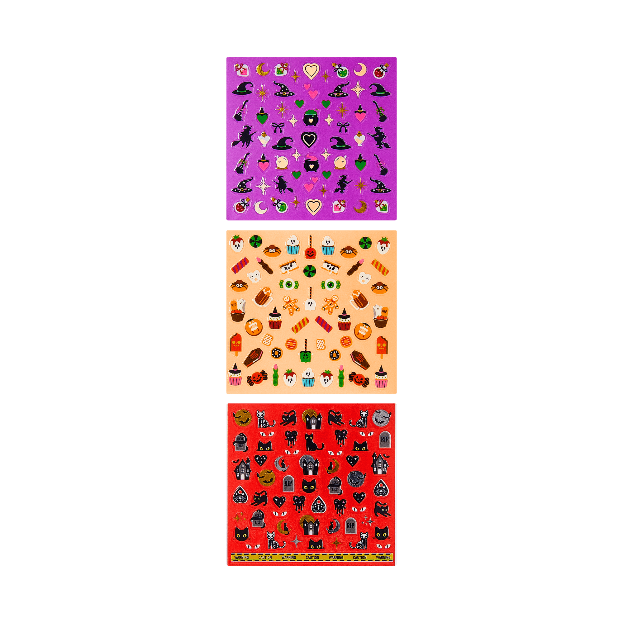Kiss Glow-In-The-Dark Halloween Press On Fake Nail Art Stickers - Mischief | 3 Sheets, Multicolor