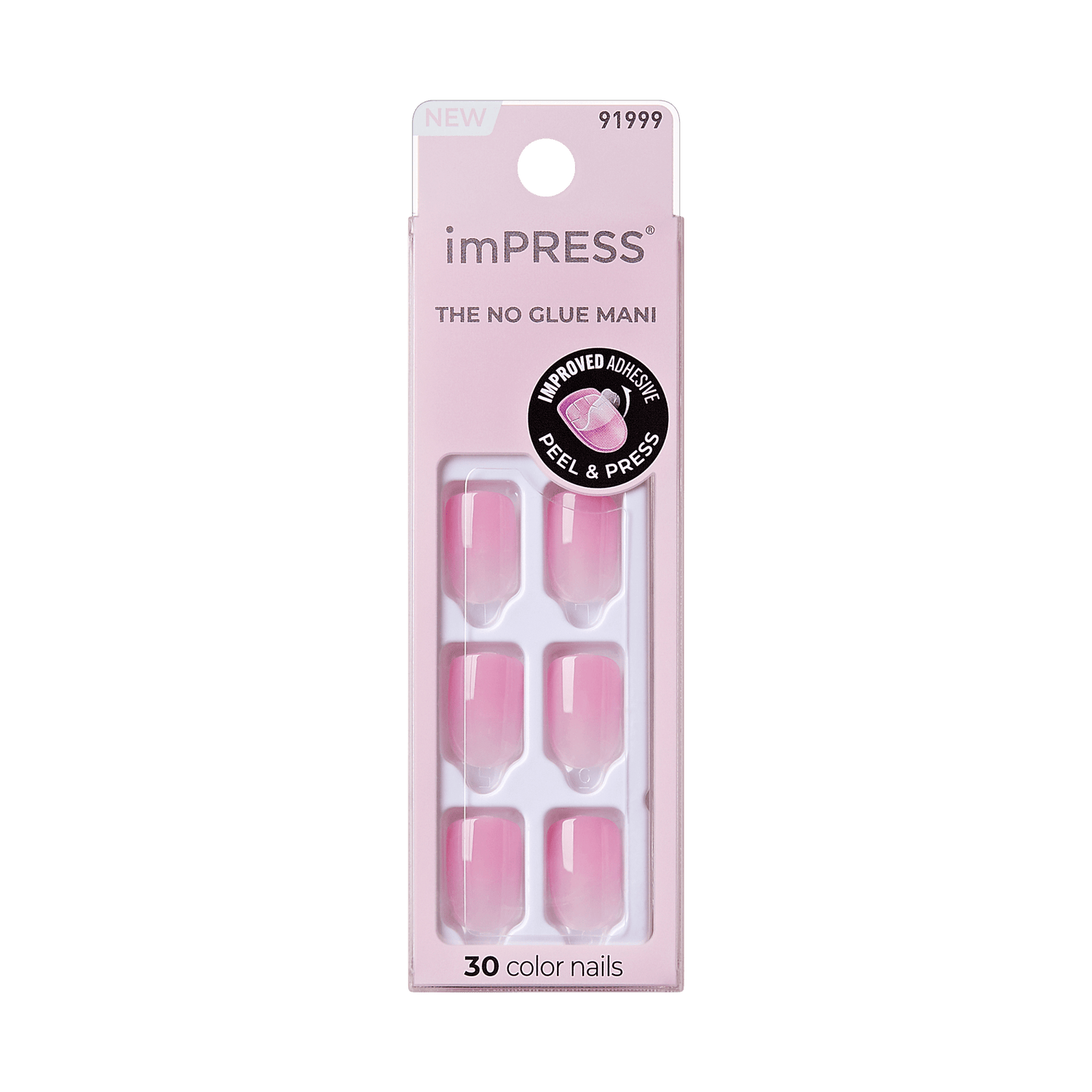 imPRESS The No Glue Mani press-on nails in pink, 30 count pack