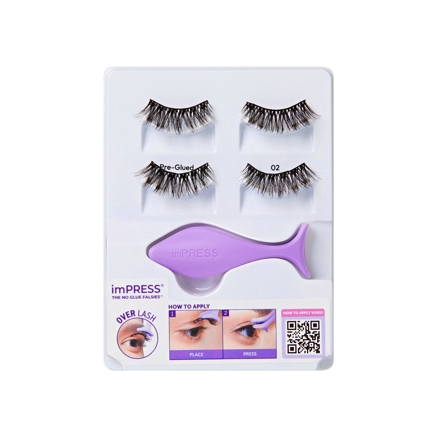 imPRESS Over Lash pre-glued false eyelashes kit with applicator tool
