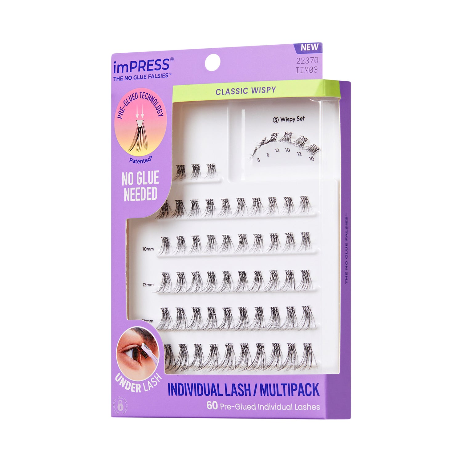 imPRESS Classic Wispy Individual Lashes, 60 pre-glued lashes, no glue needed