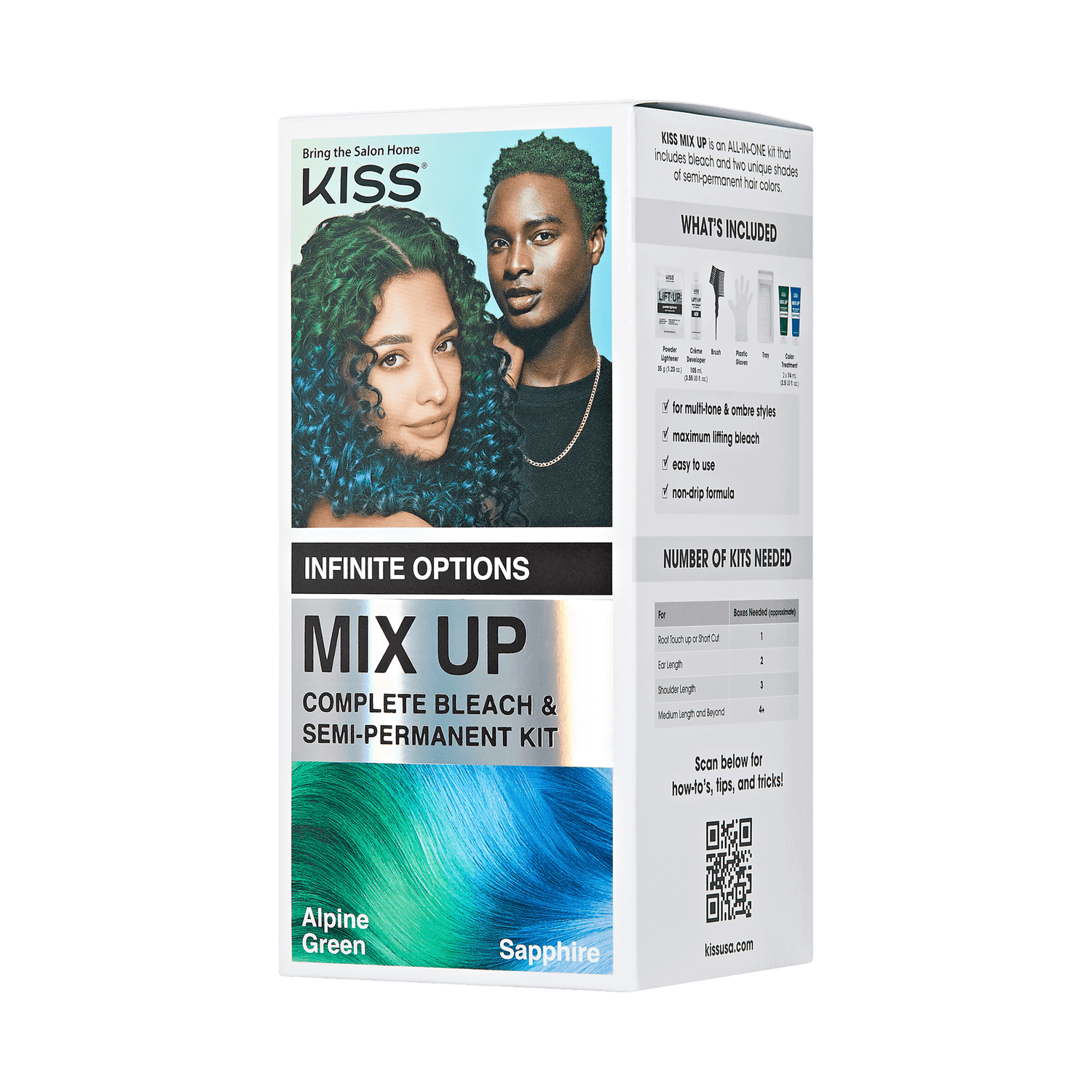 KISS Infinite Options MIX UP Complete Bleach &amp; Semi-Permanent Hair Color Kit in Alpine Green and Sapphire