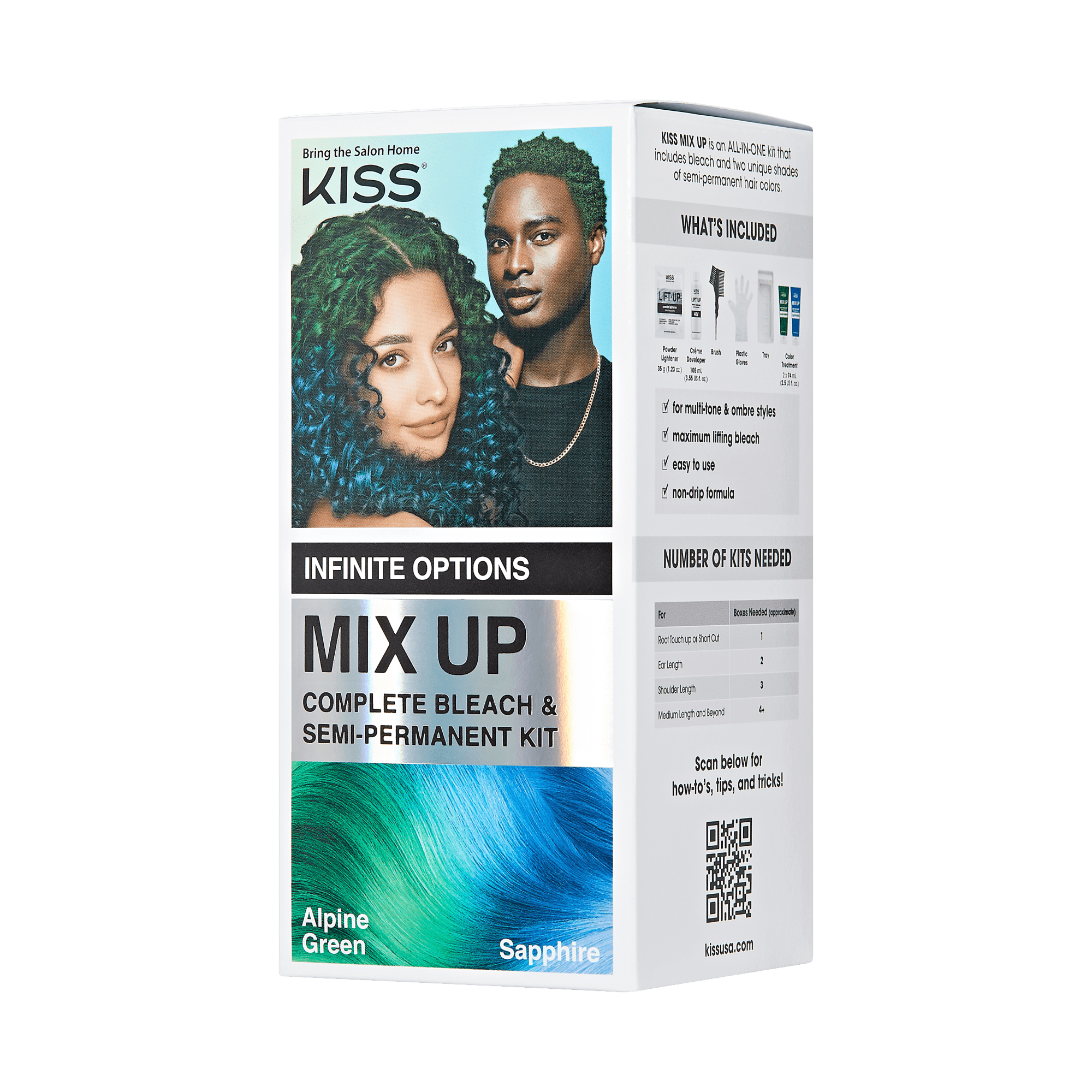 KISS Infinite Options MIX UP Complete Bleach &amp; Semi-Permanent Hair Color Kit in Alpine Green and Sapphire