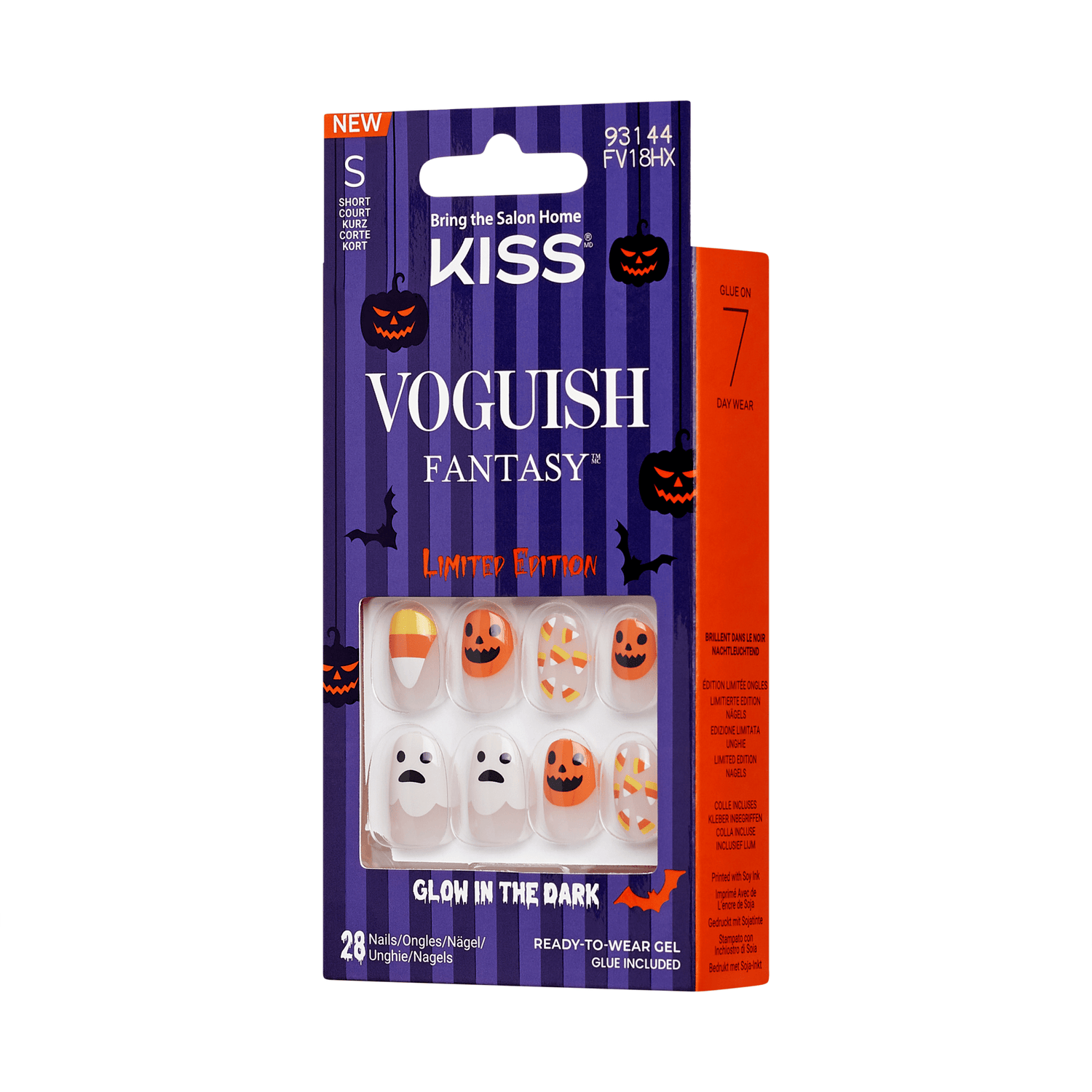 Kiss Voguish Fantasy Glow-In-The-Dark Halloween Press On Glue Nails  - Jugglers