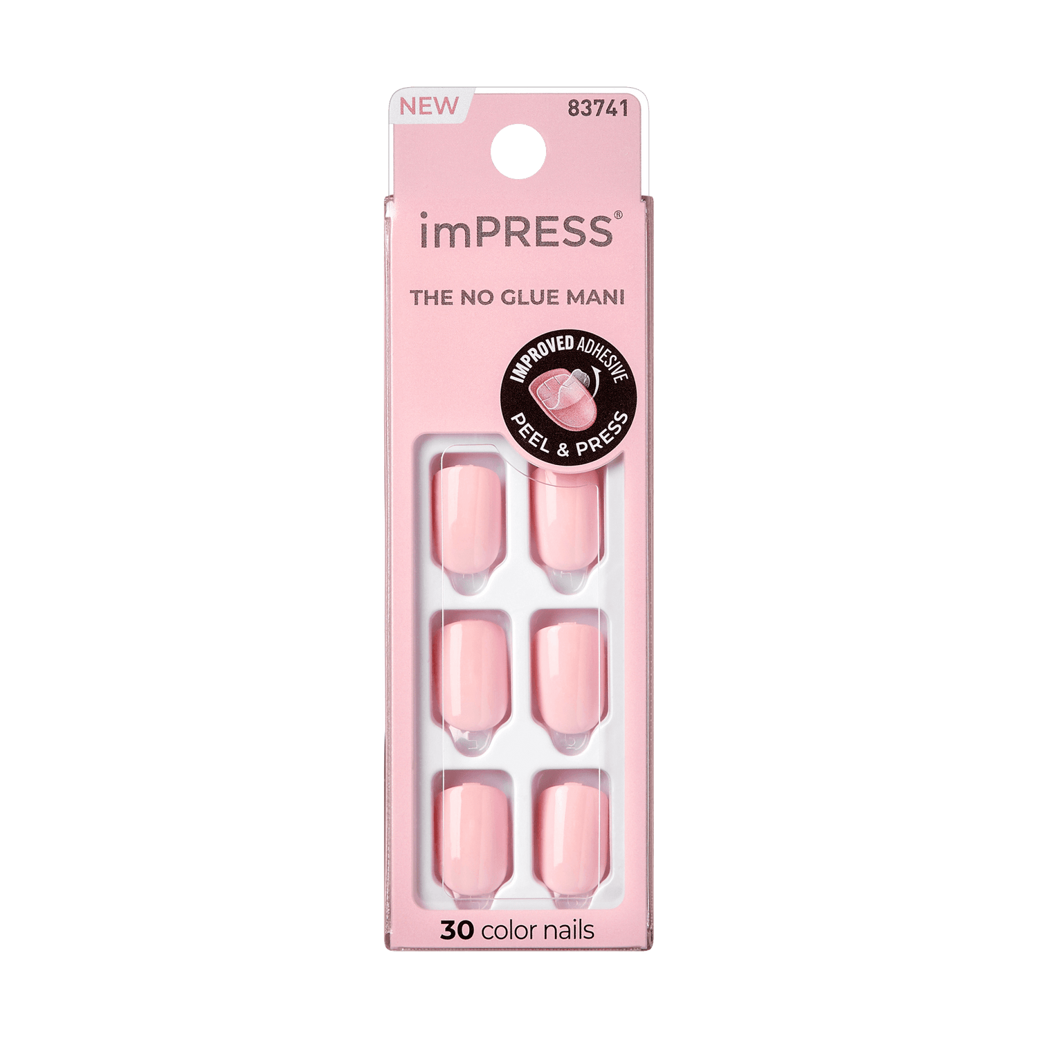 imPRESS THE NO GLUE MANI press-on nails in pink, 30 count pack