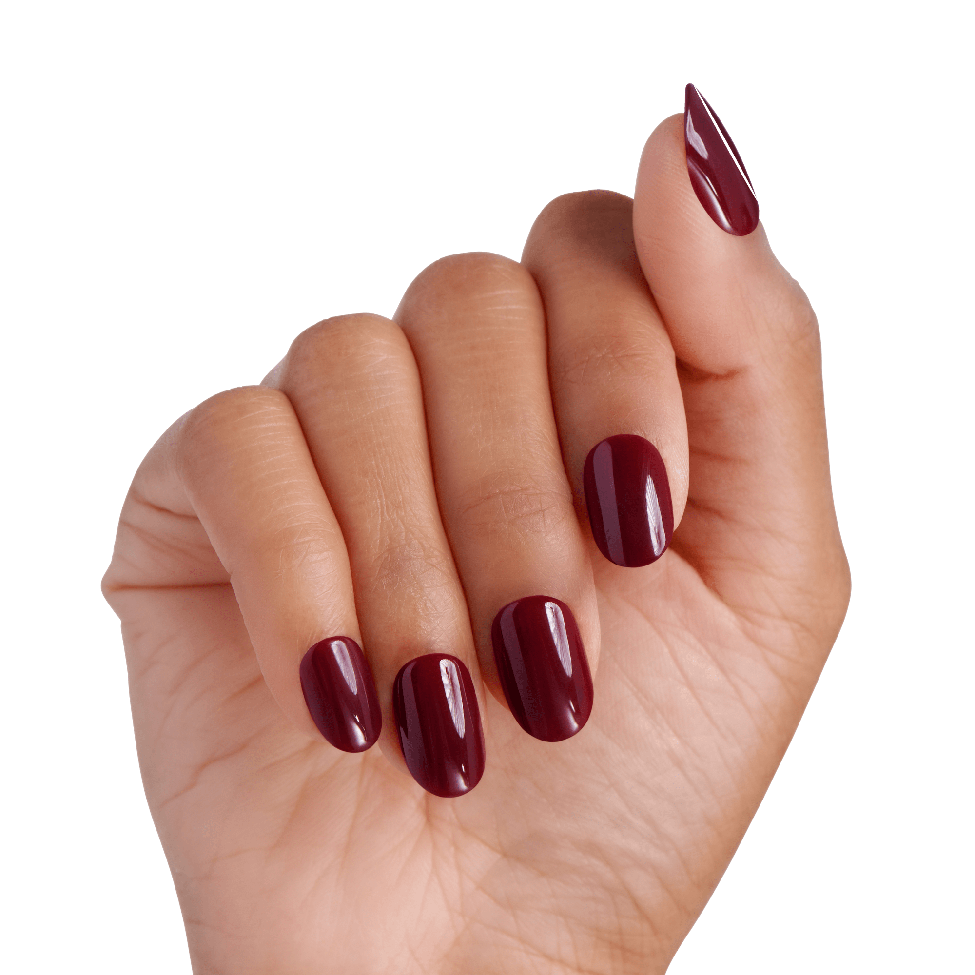 Impress Color No Glue Fake Press On Nails - Over You | Solid, Red, Short, Oval, Manicure
