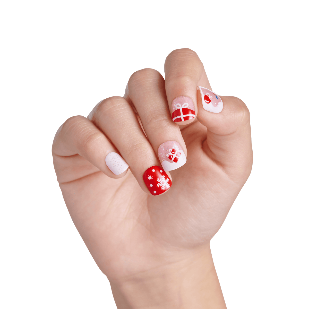 Impress Kids Holiday No Glue Fake Press On Nails - Mini Angels | Design, Pink &amp; Red, Kids, Squoval, Manicure