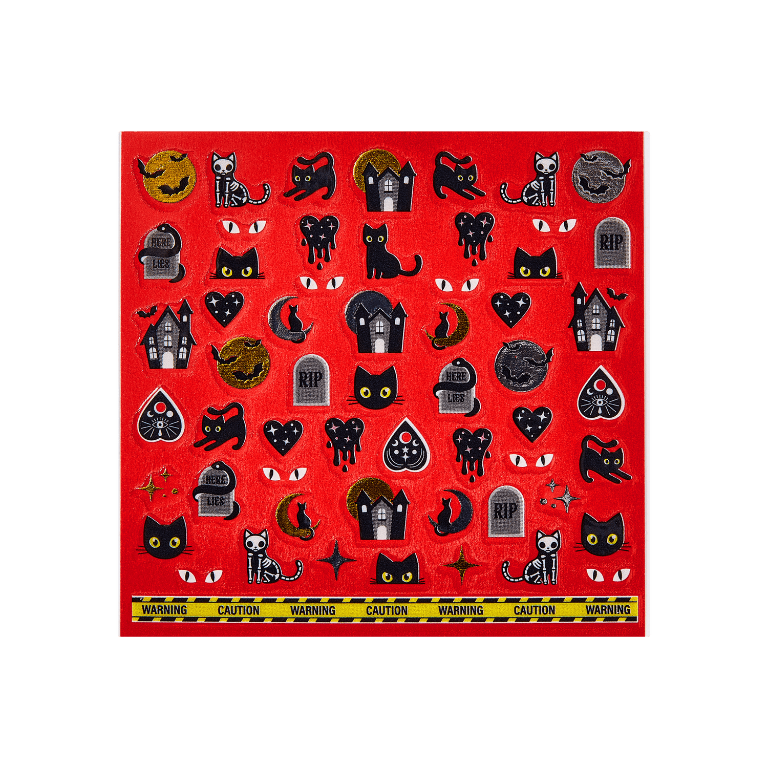 Kiss Glow-In-The-Dark Halloween Press On Fake Nail Art Stickers - Mischief | 3 Sheets, Multicolor