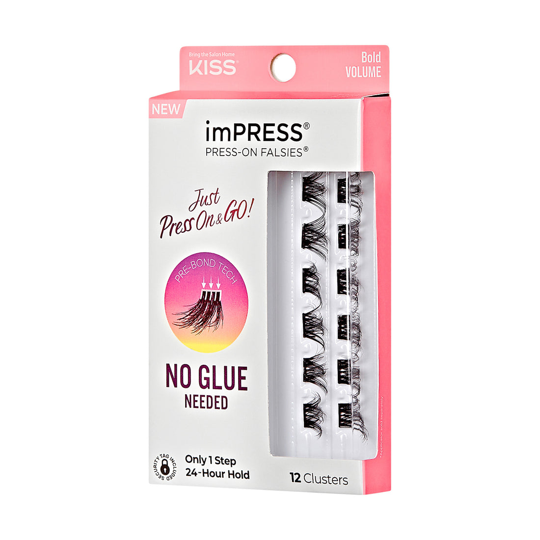 Impress Falsies Self Adhesive Eyelashes, 12 Lash Clusters - Bold