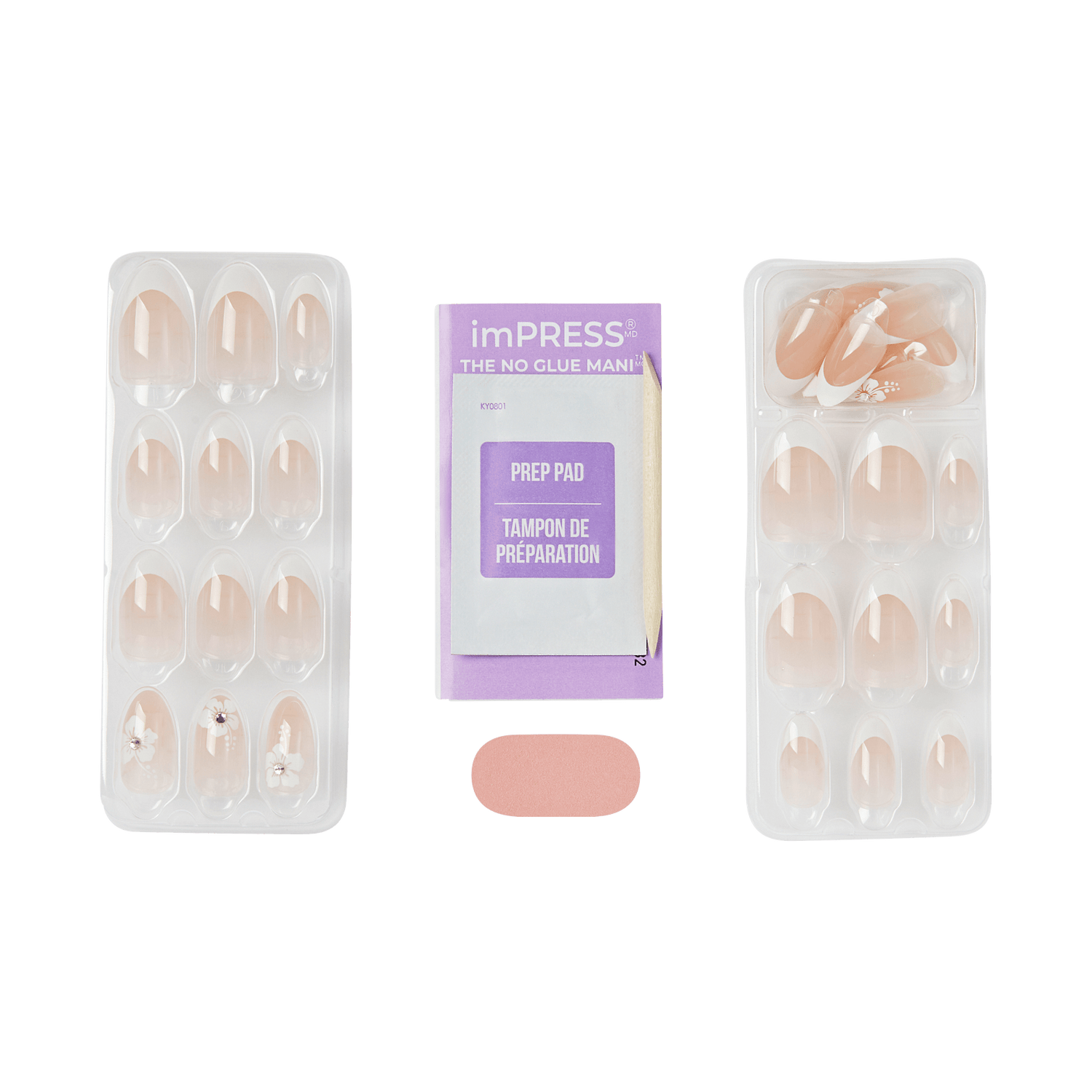 imPRESS press-on nails with prep pad and two nail sets in nude shades