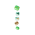 Five decorative resin stones with green, turquoise, and gold glitter designs featuring stars and geometric patterns.