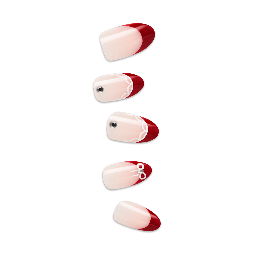 Impress Design No Glue Fake Press On Nails - Buzz | French Design, White, Medium, Almond, Manicure