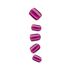 Five metallic fuchsia press-on nails in various sizes displayed vertically with a glossy, shimmering finish and squared rounded tips.