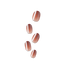 Set of five press-on nails in a glossy, gradient rose gold shade, shown individually against a transparent background.