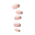 Set of six press-on nails in a soft pink shade with silver glitter tips. Two nails feature a small, subtle blue and silver ribbon design.