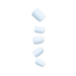 Five light blue press-on nails in varying sizes displayed vertically on a plain background, showing a smooth, glossy finish.