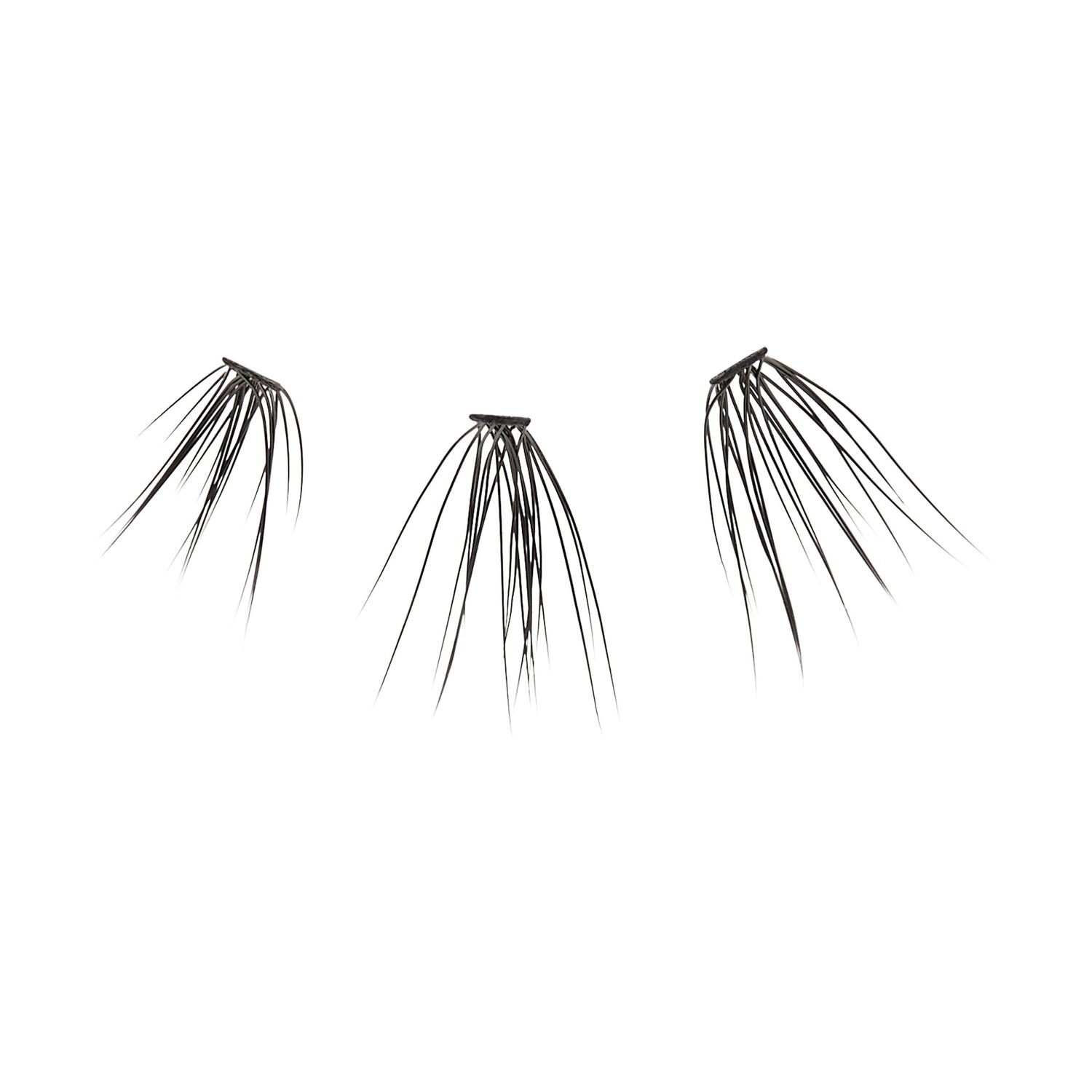 Three sets of KISS Lash Couture Venus faux lash extensions, each featuring thin, long black individual lash strands fanned out, shown against a white background.