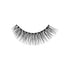 Single black false eyelash with a natural style, showing fine, evenly spaced strands fanning out on a white background.