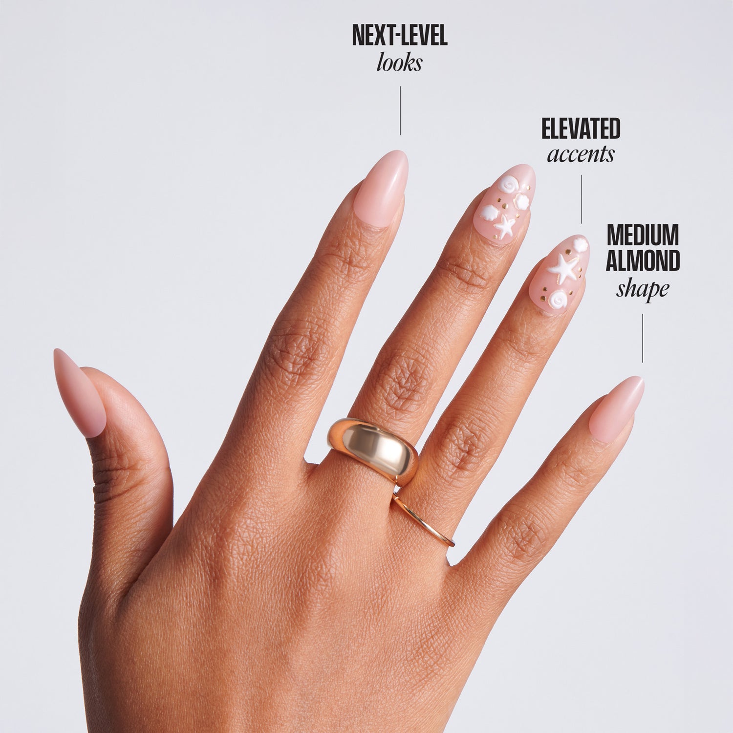 Kiss Glam Jeweled Press On Glue Nails - Shell Me More