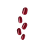 Set of five glossy, deep red press-on nails with a smooth, rounded square shape, shown against a transparent background.