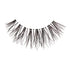 Single black false eyelash strip with spaced, wispy strands for a natural, flirty look, shown against a plain white background.