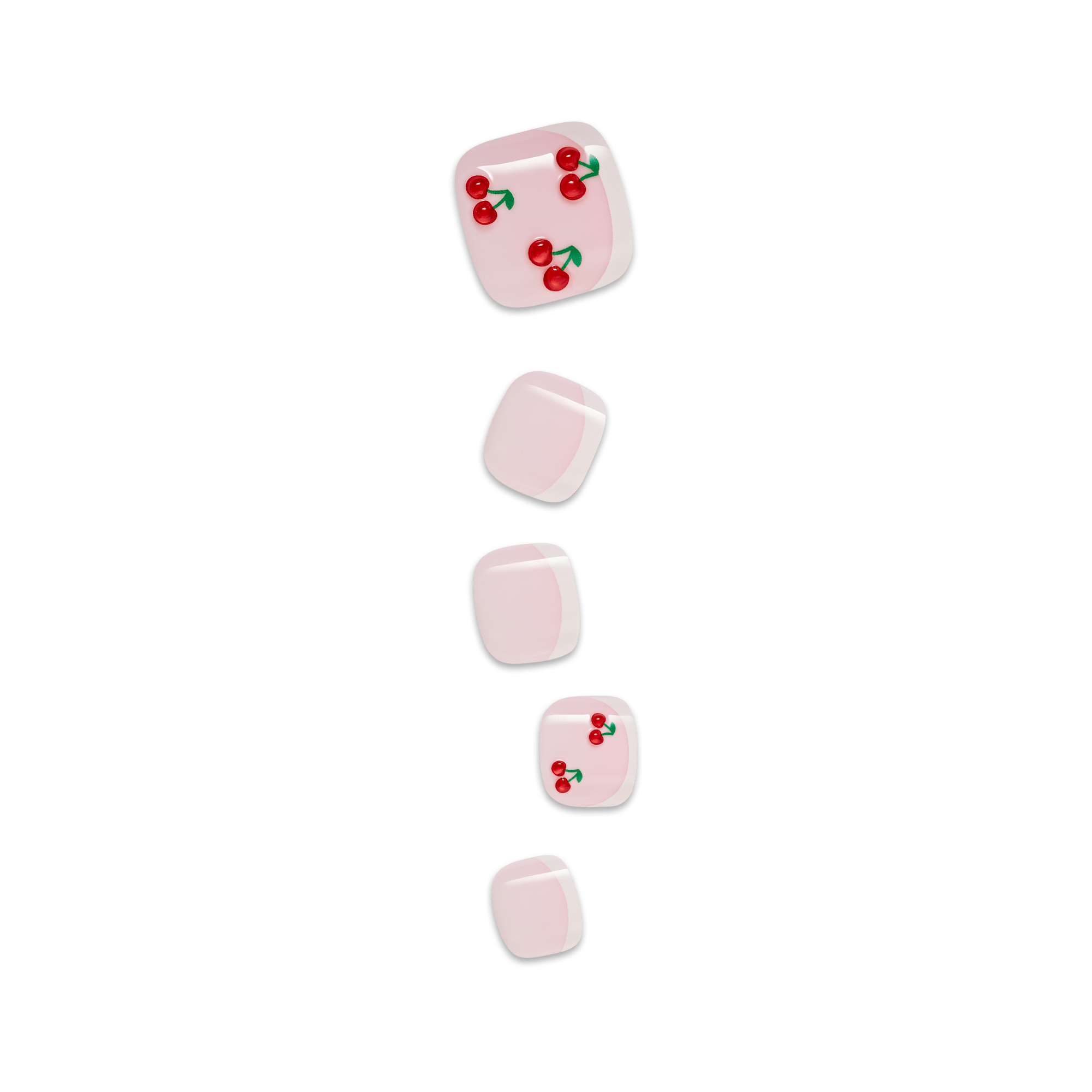 Illustration of pink toenails with red cherries on a transparent background