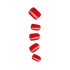 Five glossy press-on nails in a vibrant golden red shade, arranged vertically on a transparent background, showing different sizes for finger fit.
