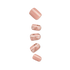 Set of five press-on nails in soft nude pink; three nails feature a marble-like pattern with rose gold foil accents.