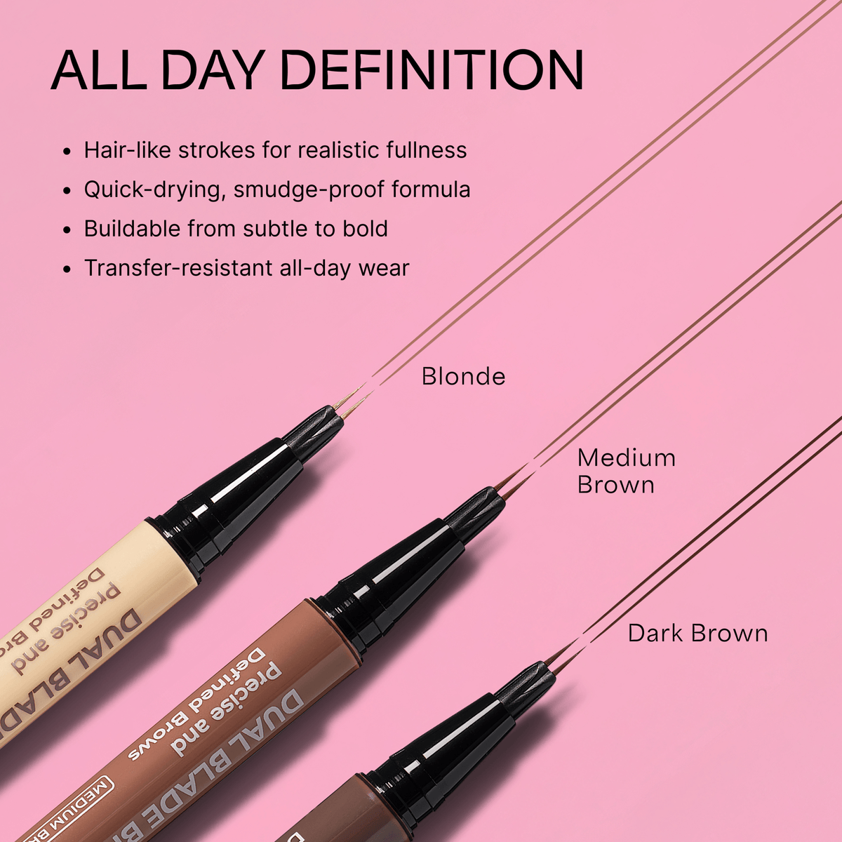 Kiss Dual Blade Brow Pen - Blonde | Smudge Free