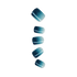 Five teal gradient press-on nails in various rounded and oval shapes