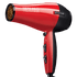 Red and black 1875 Pro Tourmaline Ceramic hair dryer with control buttons on the handle and gold-colored interior nozzle.