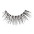 Single black false eyelash strip with a natural, wispy style featuring separated, ruffled clusters for a dramatic yet lightweight look on a white background.