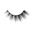 Single black false eyelash strip with wispy, feathery fibers arranged in a scattered, voluminous pattern, displayed against a white background.